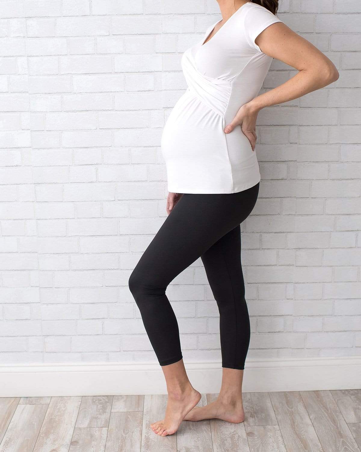 Maternity Cropped Leggings With Pockets 3/4 Length High Waist Sizes 8 - 22  LCKP | eBay