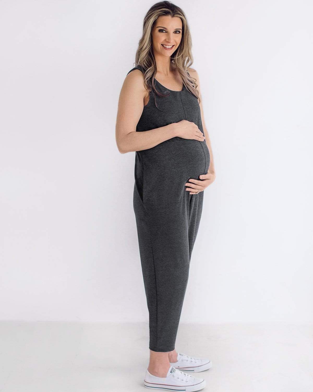 Versatile Cotton Maternity Shorts - Charcoal – Angel Maternity USA